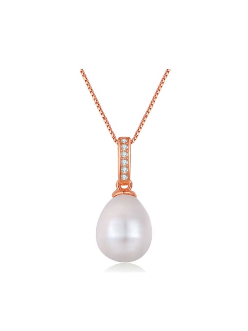 ZK Water Drop Freshwater Pearls Rose Gold Plated Pendant 0