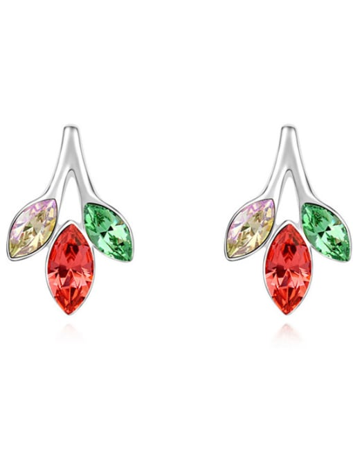 multi-color Fashion Marquise austrian Crystals Leaves Alloy Stud Earrings