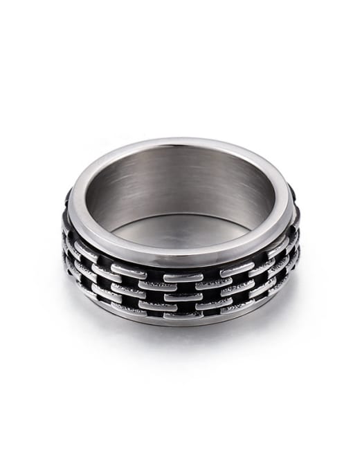 KAKALEN Stainless Steel With Antique Silver Plated Fashion Rings 1