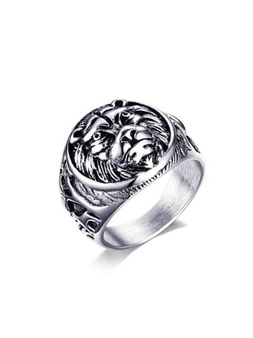 CONG Punk Style Lion Shaped Stainless Steel Ring 0