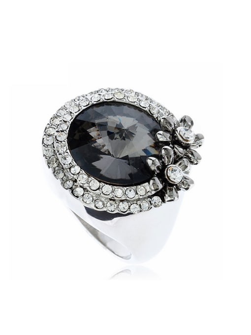 Wei Jia Fashion Grey Crystal Cubic Rhinestones Alloy Ring 0