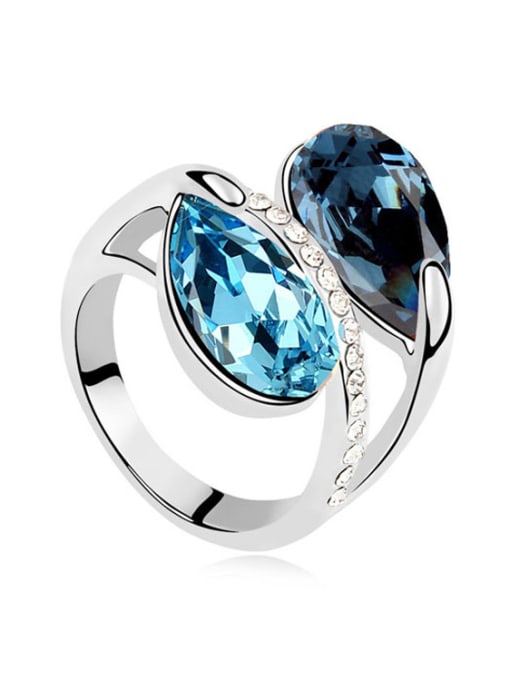 QIANZI Exaggerated Water Drop austrian Crystals Alloy Ring 2