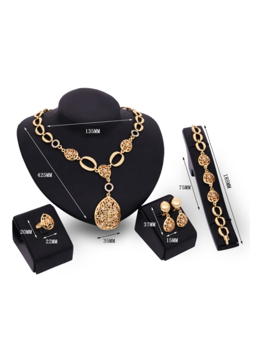 BESTIE Alloy Imitation-gold Plated Vintage style Hollow Water Drop shaped Four Pieces Jewelry Set 2