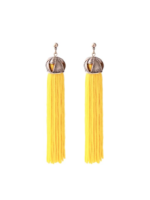 Yellow -3 Elegant Long Tassel Temperament Fashion Drop Earrings