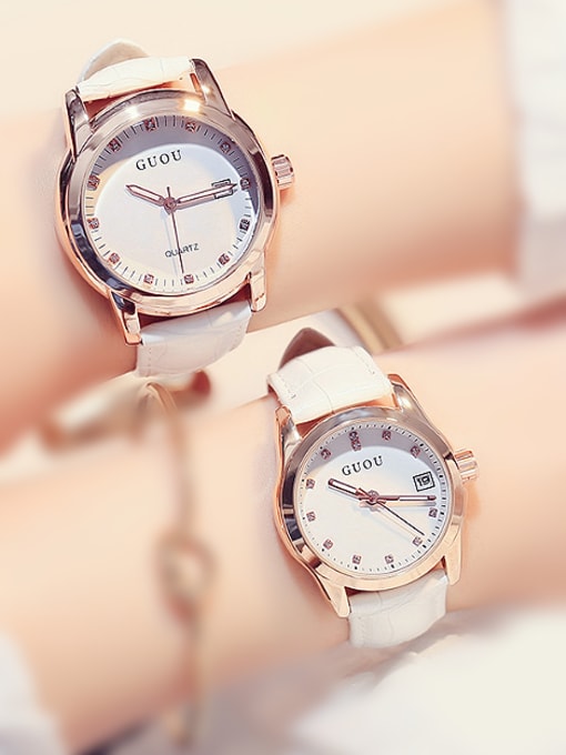 small size GUOU Brand Simple Numberless Lovers Watch