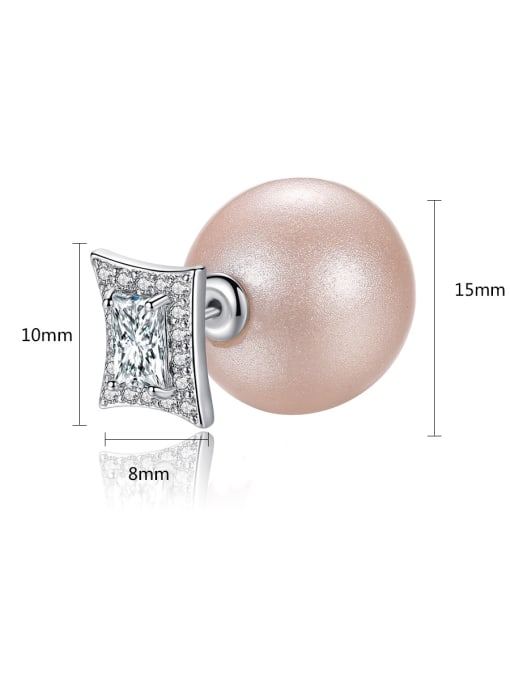 BLING SU Copper With White Gold Plated Simplistic Ball Stud Earrings 3