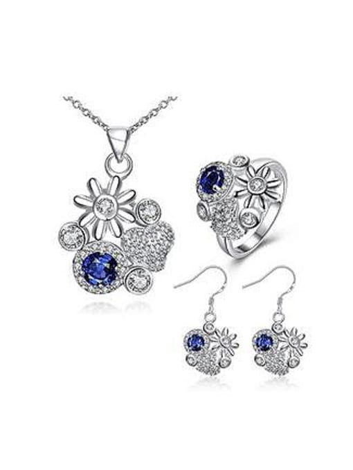 Blue Fashion Zircon Three Pieces Jewelry Set