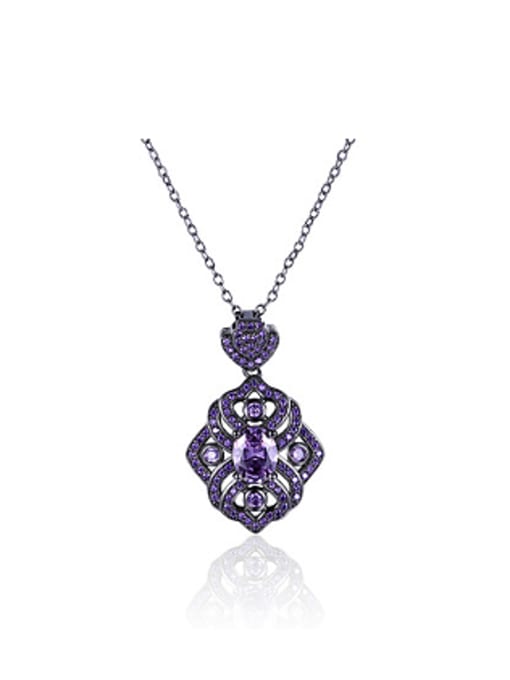 Purple Retro Zircon Rhinestones Women Necklace