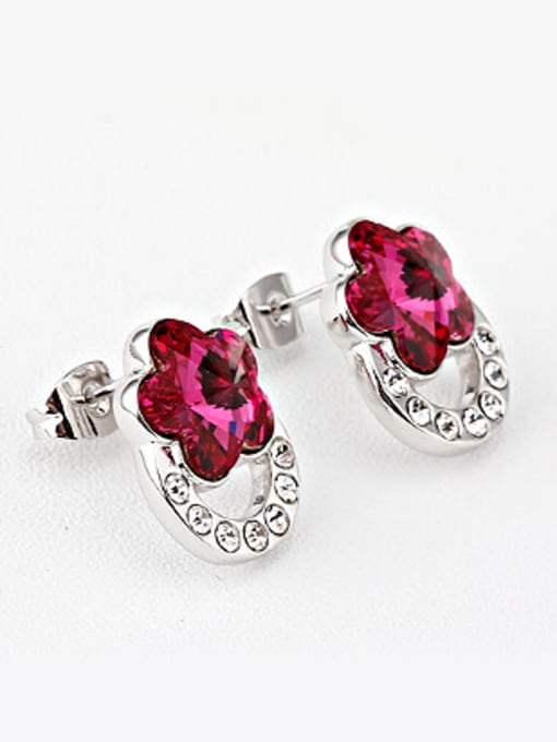 OUXI Fashion Flowery Austria Crystal Rhinestones Stud Earrings 1