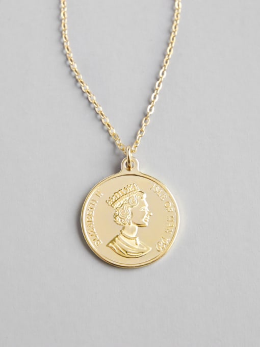 DAKA Sterling Silver Elizabeth coin gilded Pendant Necklace 3