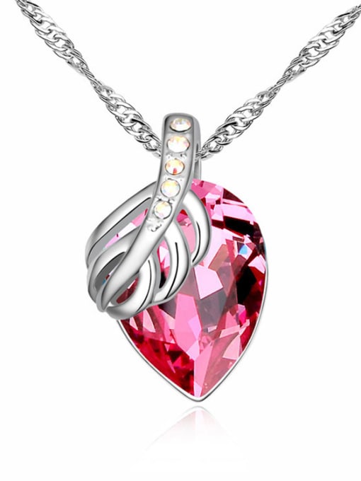 pink Water Drop austrian Crystal Pendant Alloy Necklace