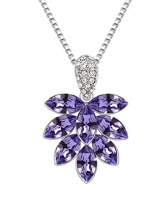 QIANZI Fashion Marquise austrian Crystals Flowery Pendant Alloy Necklace 4