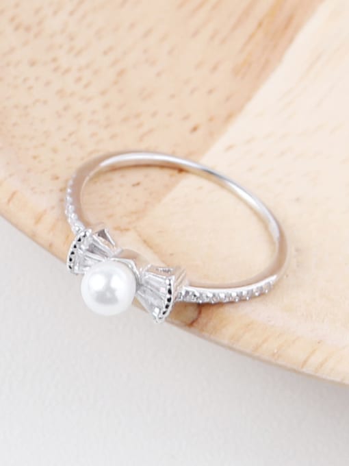 Peng Yuan Fashion Freshwater Pearl Bowknot Zircon Ring 1