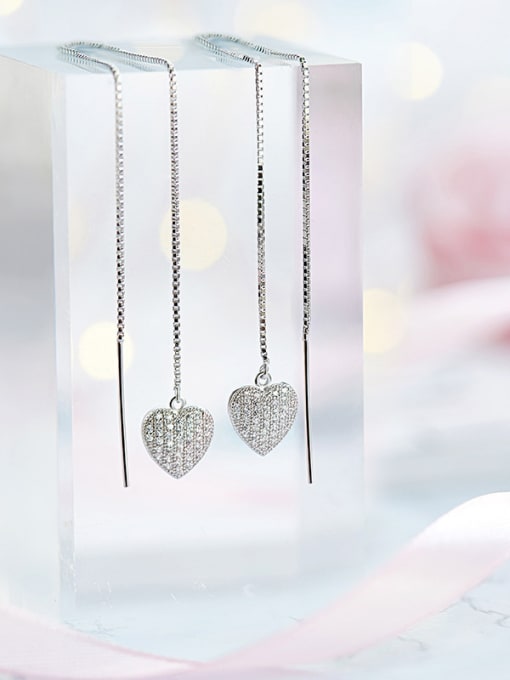 White S925  Silver Heart-shaped threader earring