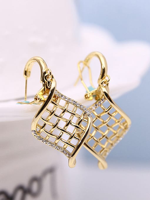 BESTIE Alloy Imitation-gold Plated Fashion Grid shaped Two Pieces Jewelry Set 2