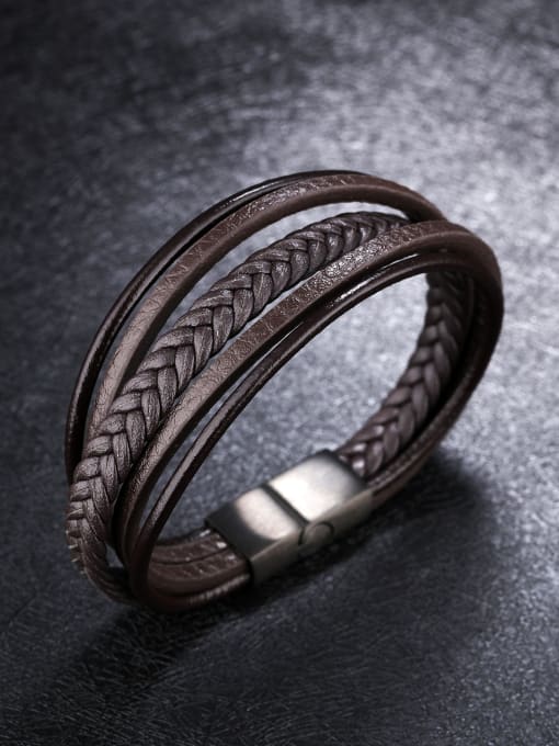 Open Sky Fashion Multi-band Artificial Leather Bracelet 2