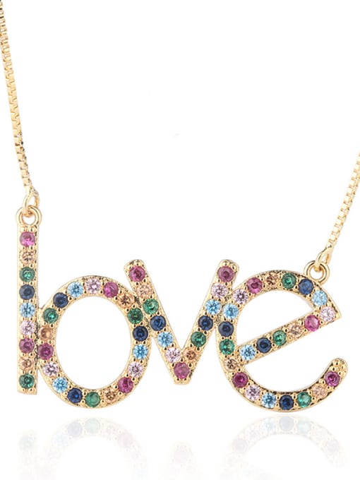 ROSS Copper With Cubic Zirconia Fashion Monogrammed-LOVE Necklaces 3