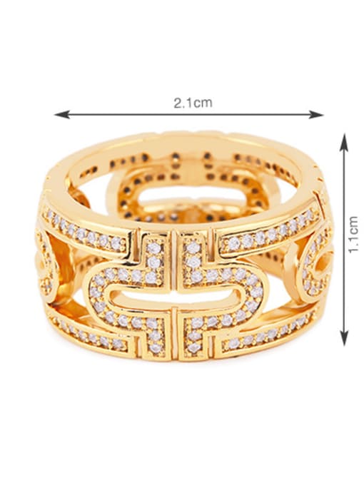 CC Copper With Cubic Zirconia Fashion Geometric Rings 4