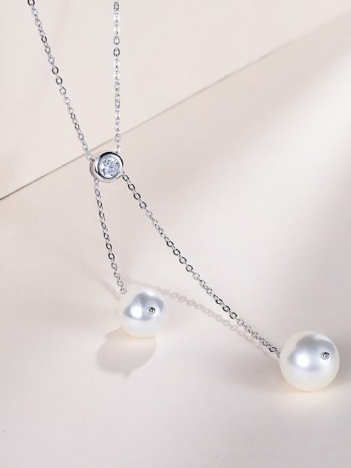 One Silver High-grade Pearl Sweater Necklace 0