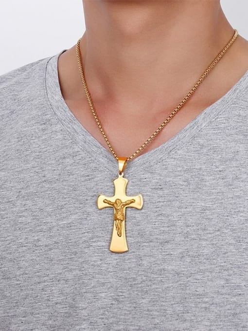 XIN DAI Gold Plated Cross Men Necklace 1