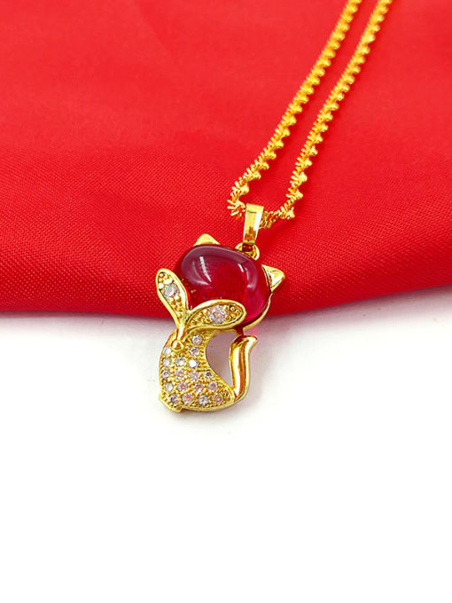 Red All-match Cat Shaped Carnelian Stone Necklace