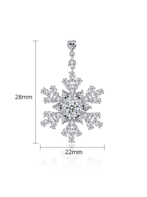 BLING SU Copper With Platinum Plated Delicate Snowflake Cluster Earrings 3