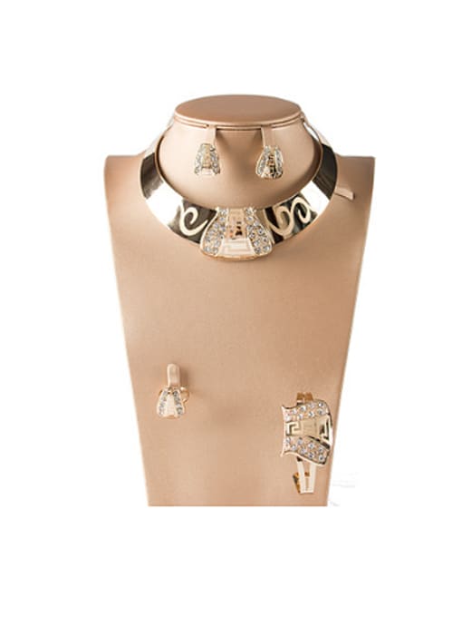 3 2018 Rhinestones Geometric Four Pieces Jewelry Set