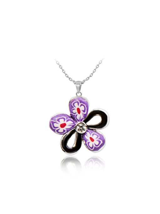 Platinum Trendy Flower Shaped Polymer Clay Necklace