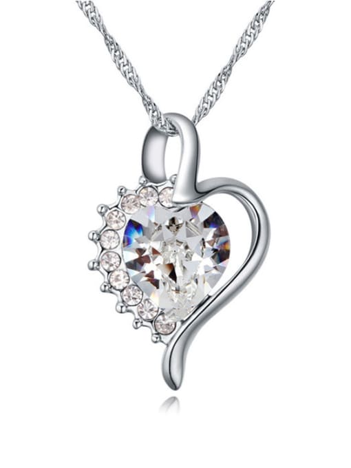 QIANZI Fashion Heart austrian Crystals Pendant Alloy Necklace 1