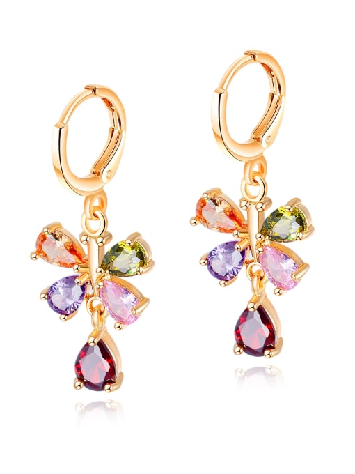 gold Copper With 18k Gold Plated Trendy Flower shaped Water Drop Earrings