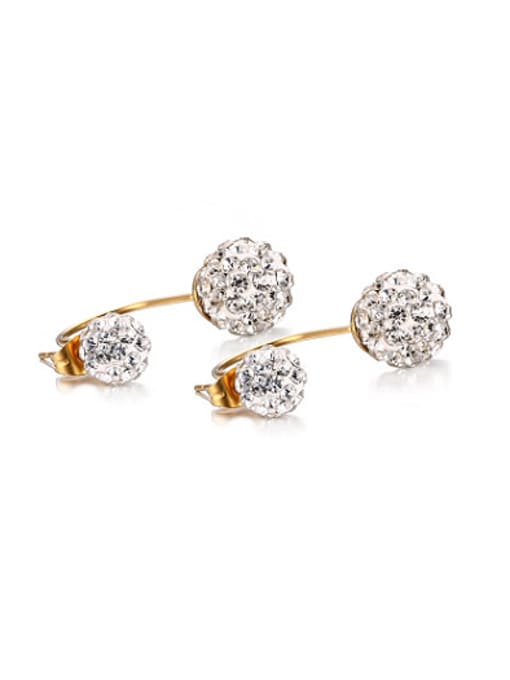 golden Exquisite Gold Plated Ball Shaped Rhinestone Stud Earrings