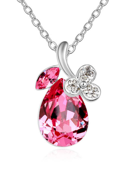 pink Shiny Water Drop austrian Crystals Alloy Necklace