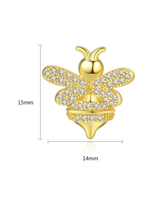 BLING SU Copper inlaid A zircon bee ear studs earring 3