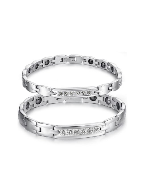 Open Sky Fashion Rhinestones Cubic Magnets Titanium Lovers Bracelet 0
