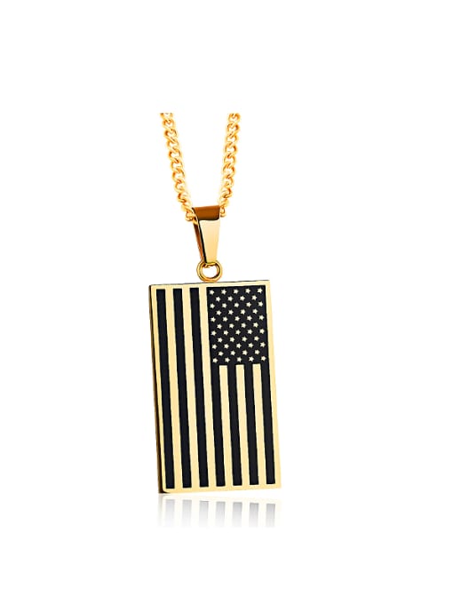 gold Creative Stars and Stripes Titanium Necklace