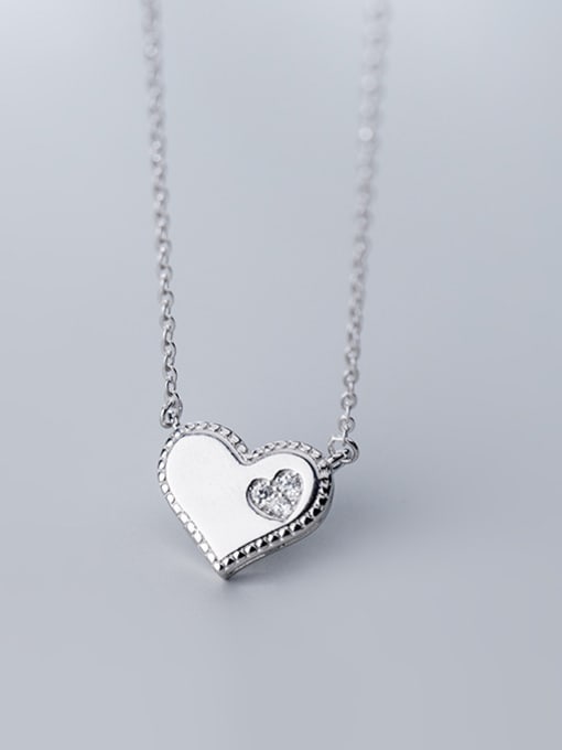 Rosh 925 Sterling Silver With Silver Plated Personality Heart Necklaces 2