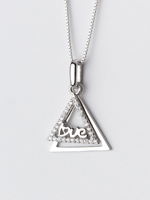 Rosh Exquisite Double Triangle Shaped Rhinestone S925 Silver Pendant