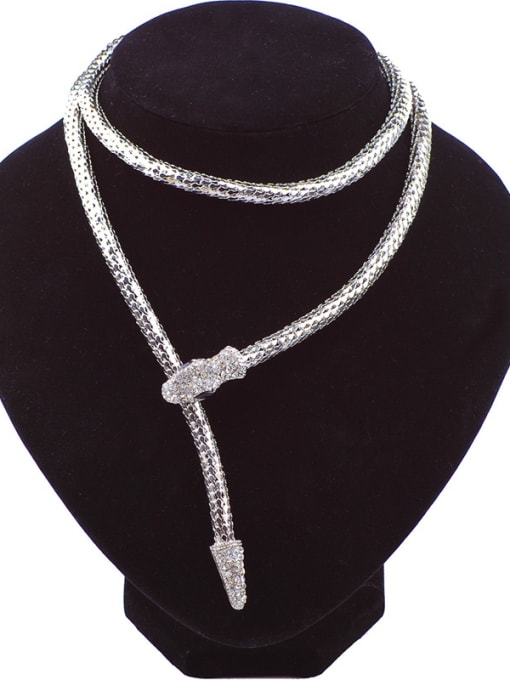 Silver Personalized Slim Snake shaped Alloy Necklace