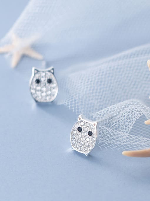 Rosh 925 Sterling Silver With Silver Plated Cute Owl Stud Earrings 0