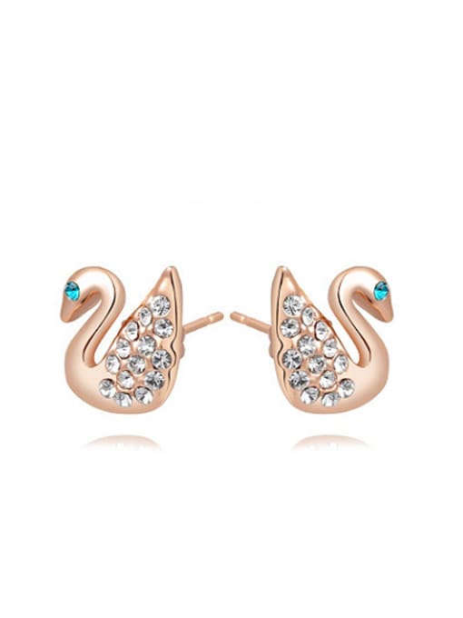 Rose Gold Personality Swan Shaped Austria Crystal Stud Earrings
