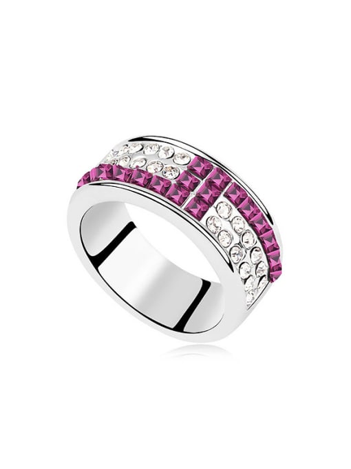 Purple Fashion Tiny austrian Crystals Alloy Platinum Plated Ring
