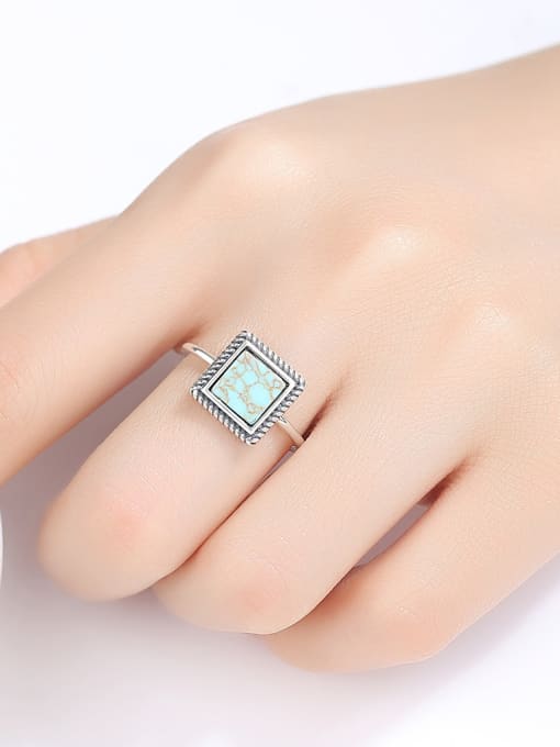 CCUI 925 Sterling Silver With Platinum Plated Fashion Square Free Size Rings 1