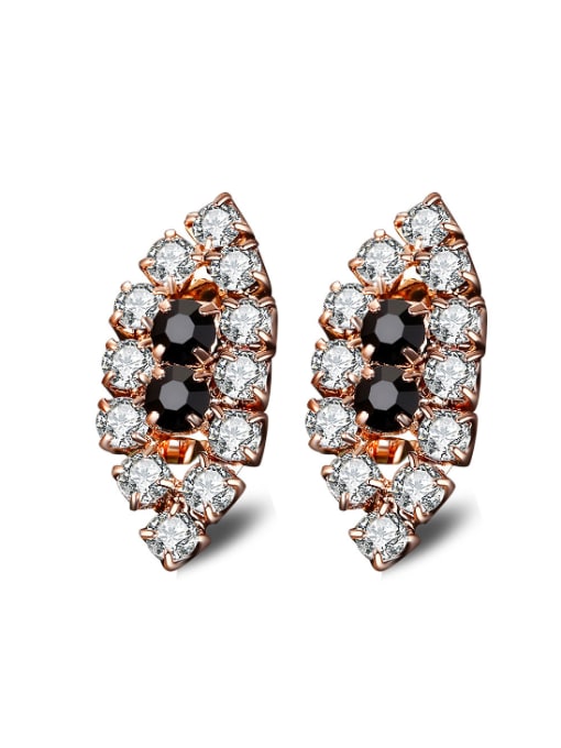 Ya Heng Elegant Copper Zircons Rose Gold Plated Stud Earrings 0