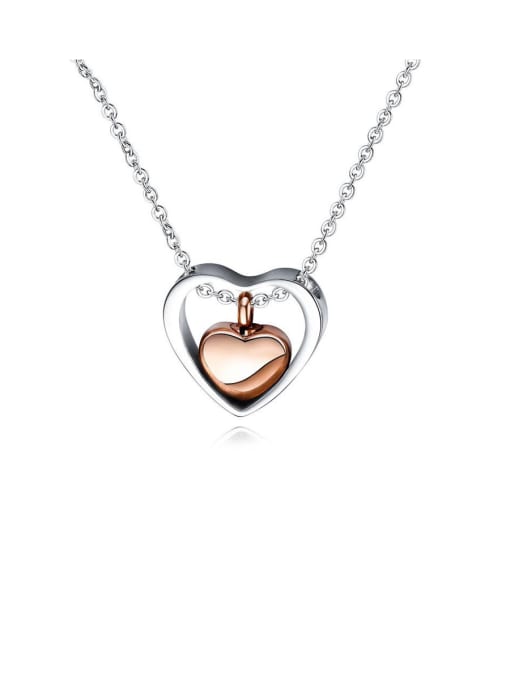 Open Sky Titanium With Platinum Plated Simplistic Heart Locket Necklace