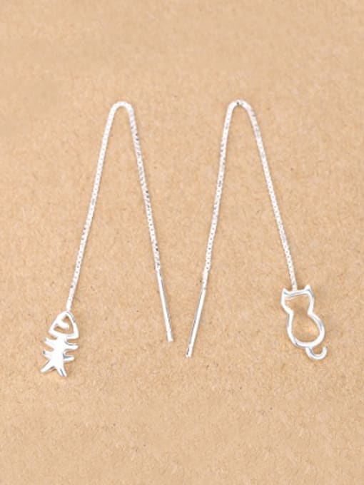 Peng Yuan Hollow Kitten Fish Bone Line threader earring
