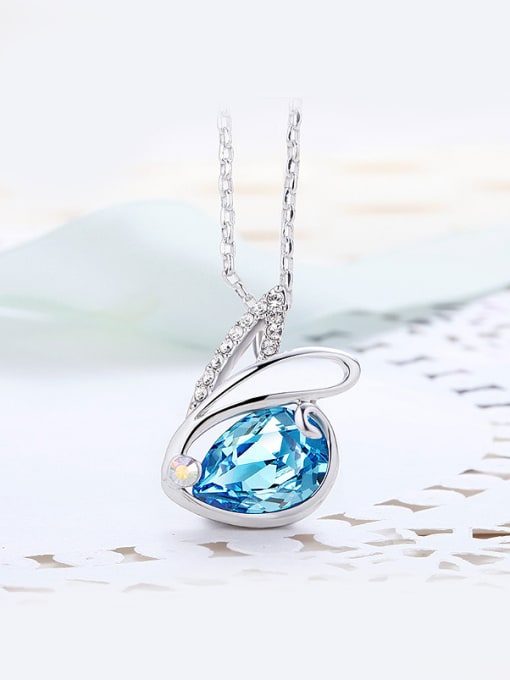 Blue austrian Crystal Rabbit Shaped Necklace