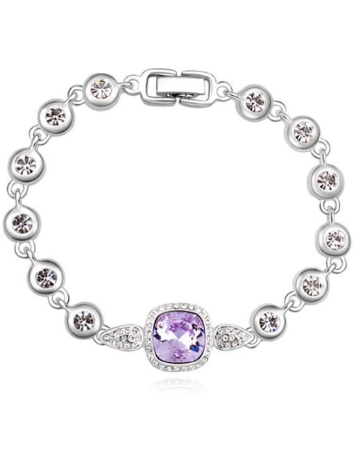 purple Fashion Cubic Square austrian Crystals Alloy Bracelet