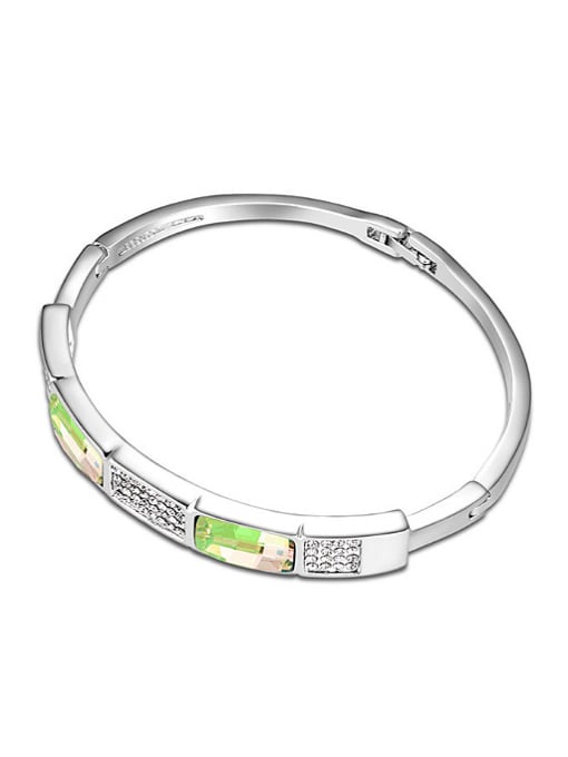 green Simple austrian Crystals Alloy Platinum Plated Bangle