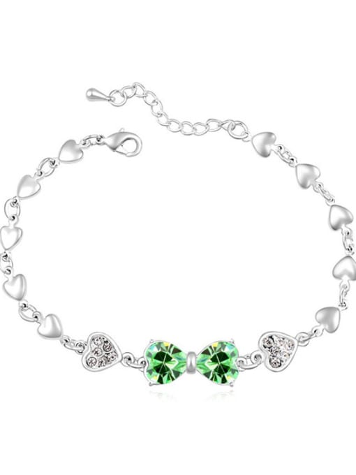 green Simple Little Heart austrian Crystals Alloy Bracelet