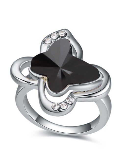 QIANZI Fashion Butterfly-shaped austrian Crystal Alloy Ring 1